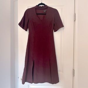Ann Taylor Bordeaux midi short sleeve dress